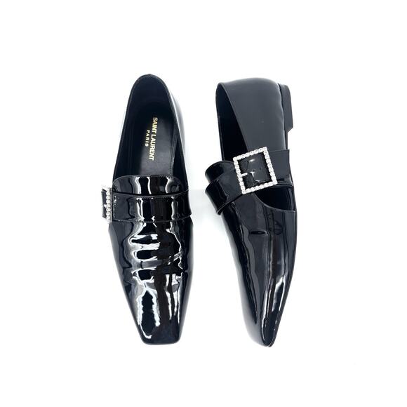 NIB Saint Laurent Tristan Loafers EU 42 US 9 Crystal Black Patent Leather $1,390 main image 8